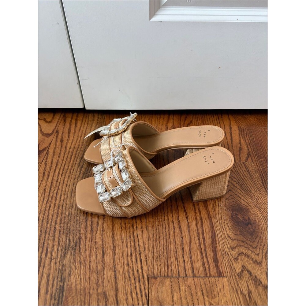 a new day Kathleen Tan Jeweled Block Heel Slide Sandals Size 9 New with Tags - Picture 3 of 7